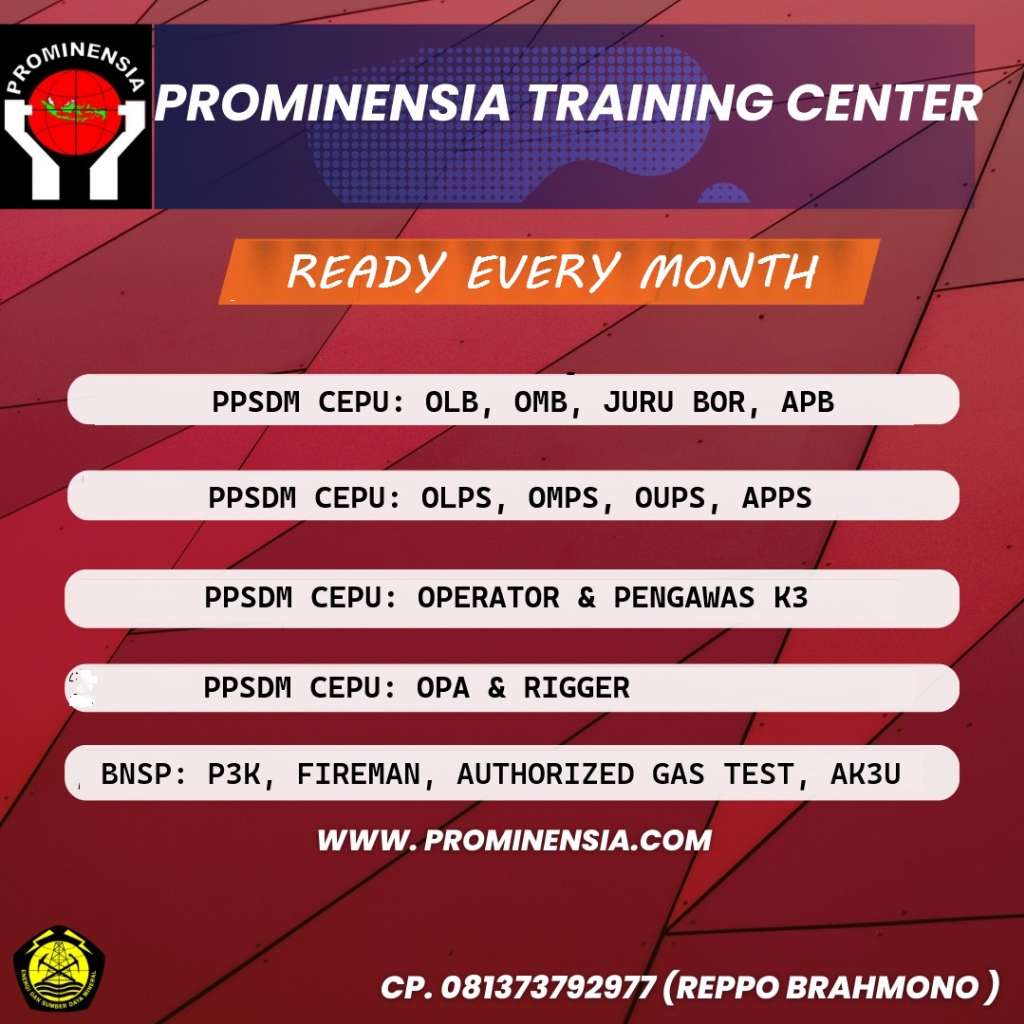 Training & Certification PPSDM CEPU (BOR, PES, OPA, Rigger, K3) & BNSP (P3K, AGT, CSE, TKBT, K3 Umum) - READY