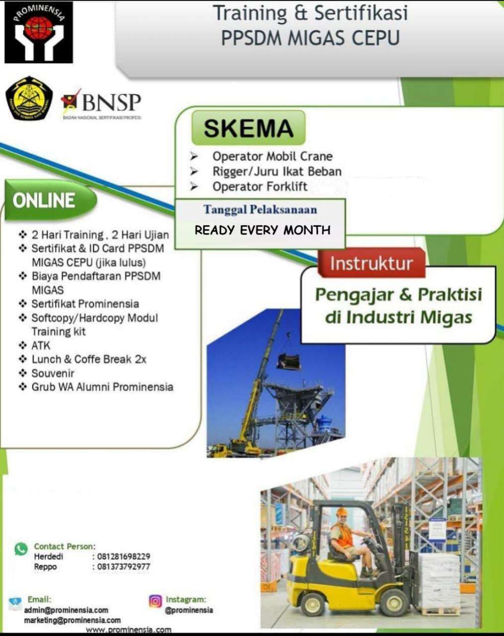 Training & Certification OPA & Rigger, PPSDM Migas Cepu - READY