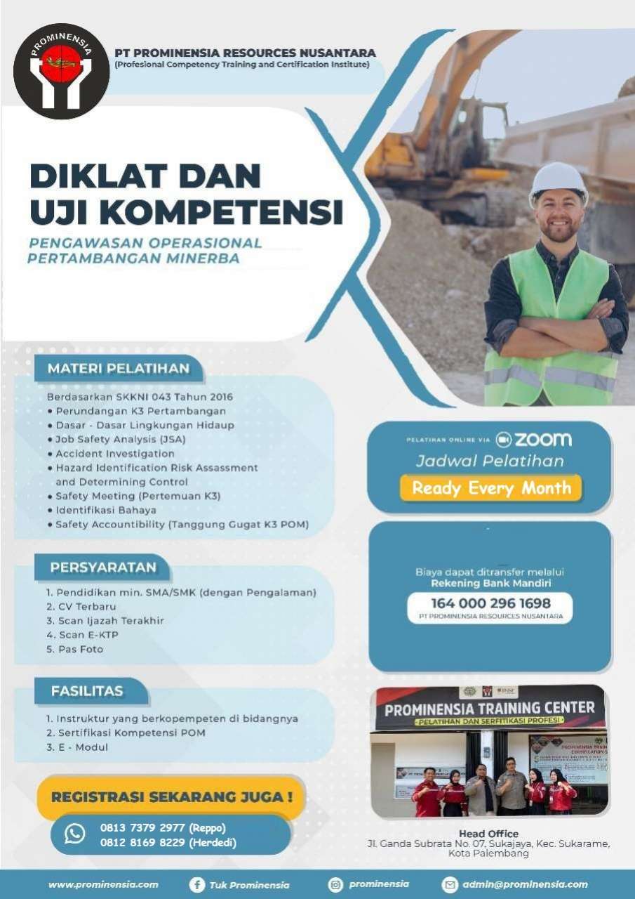 Training & Sertifikasi Pengawas Pertambangan Minerba - BNSP